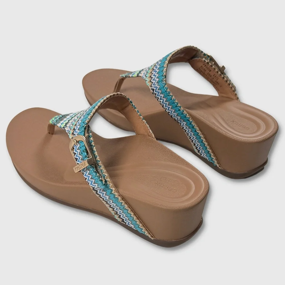 Aetrex‎ Kate Woven Wedge Sandals - Womens Size 8.5 Tan / Multi - #48925-OF